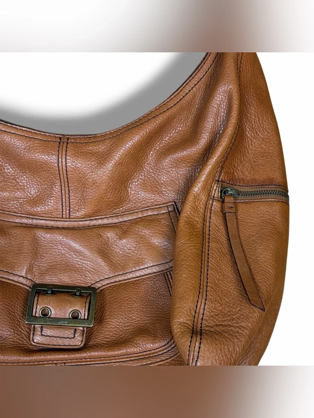 Banana Republic Light Brown Genuine Leather Hobo Bag Purse Handbag Nice!